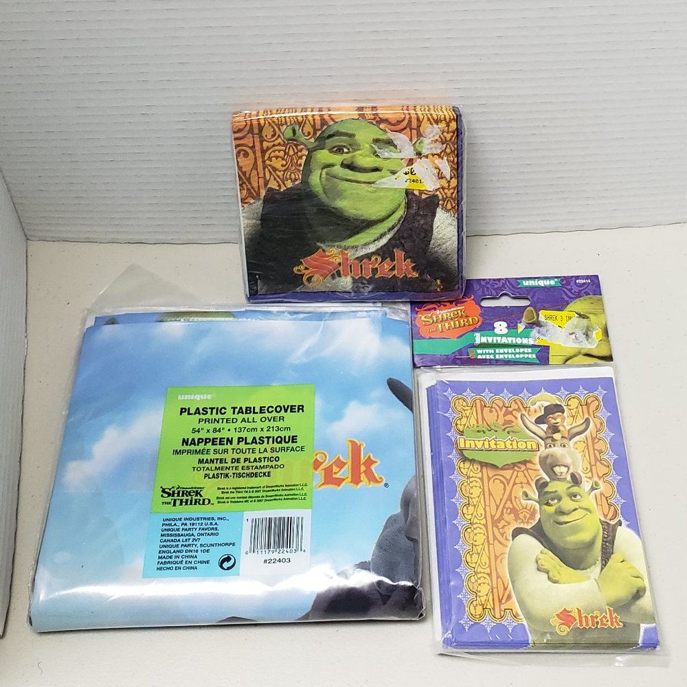 Shrek Party Supplies: Invitations, Tablecloth, Napkins